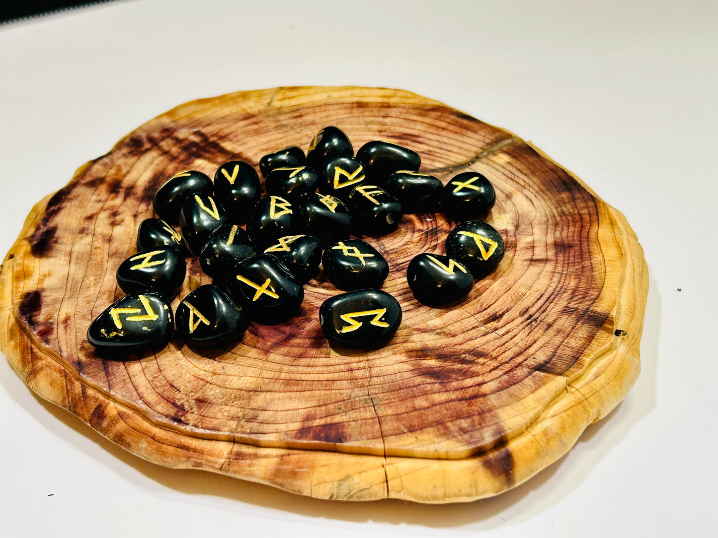 Black Agate Rune Stone Set