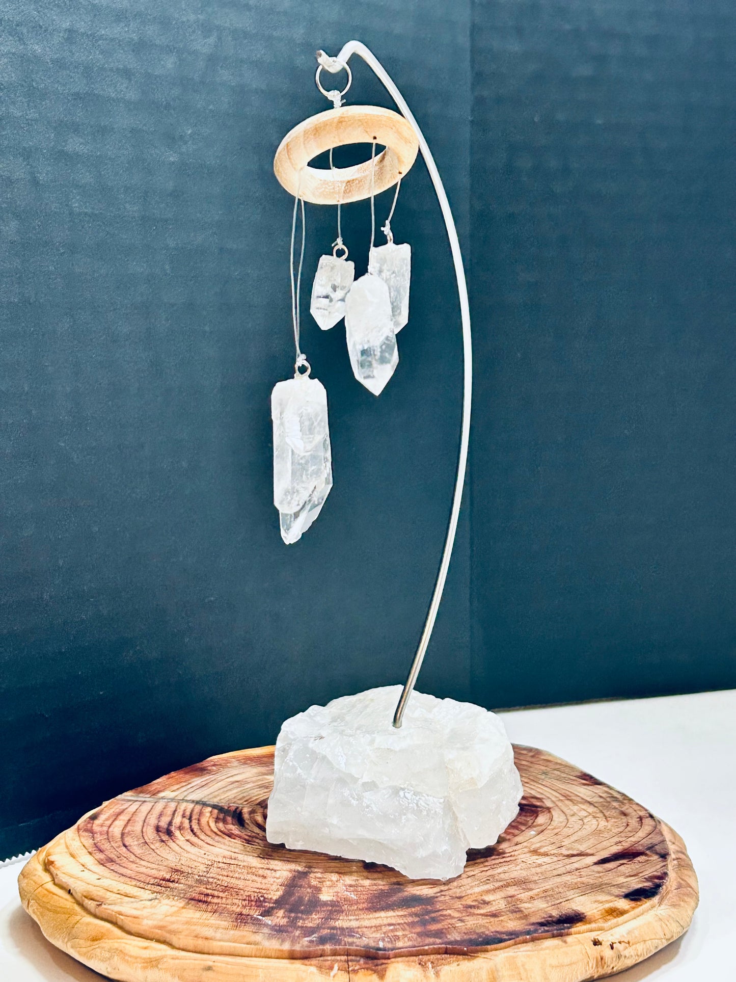 5 Crystal Quartz Points On Quartz Base Table Accessory Home Decor