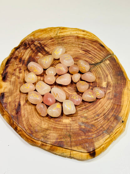 Rose Quartz Rune Stone Set
