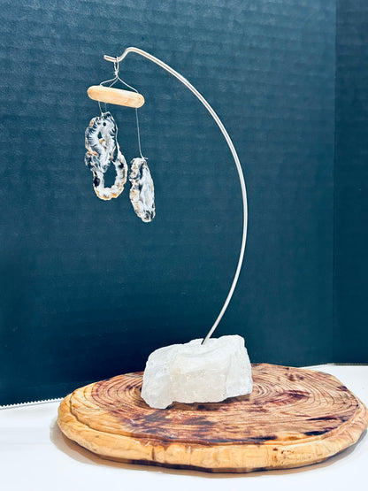 Polished Agate Slices On Rose Quartz Base