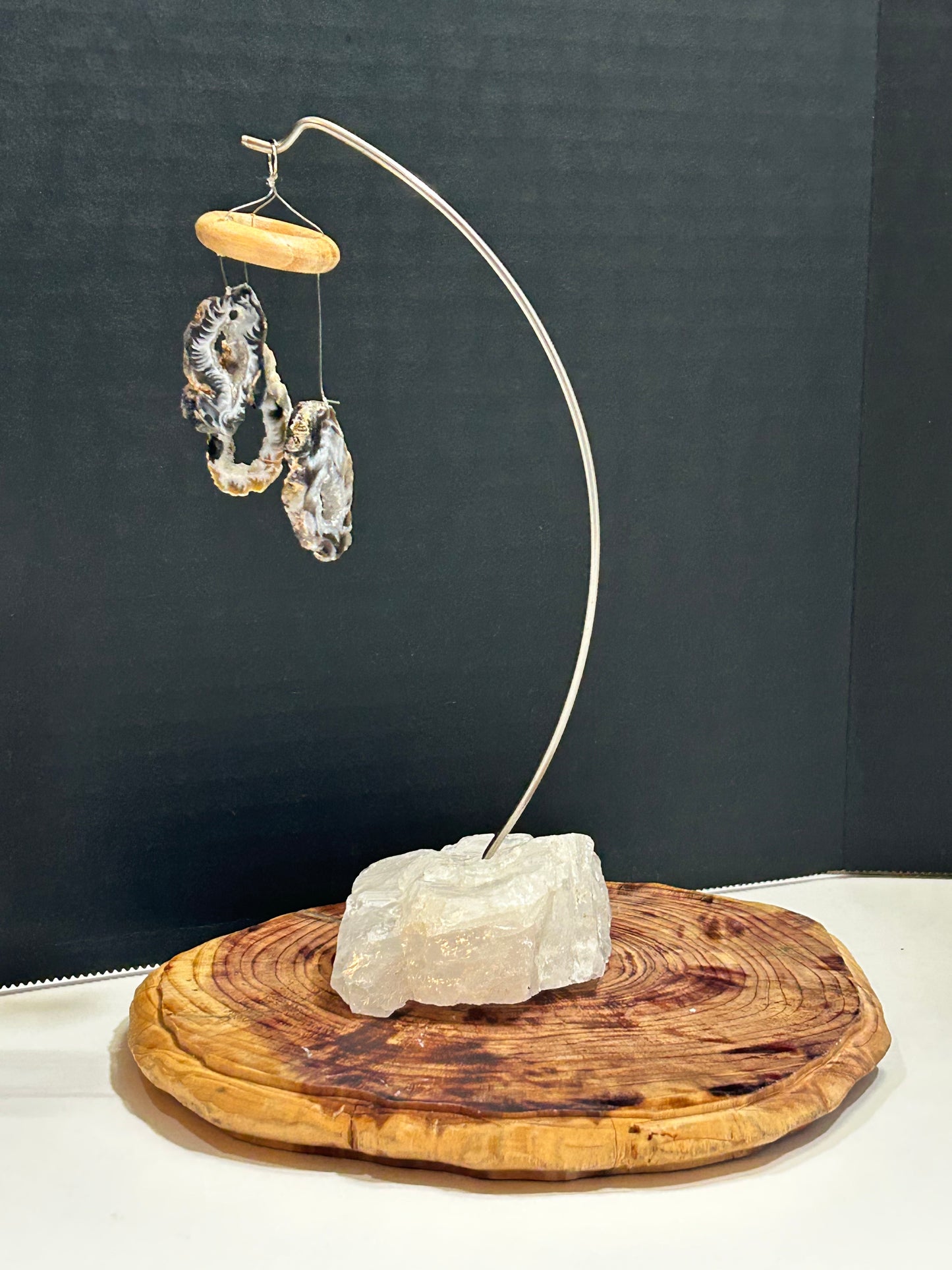 Polished Agate Slices On Rose Quartz Base