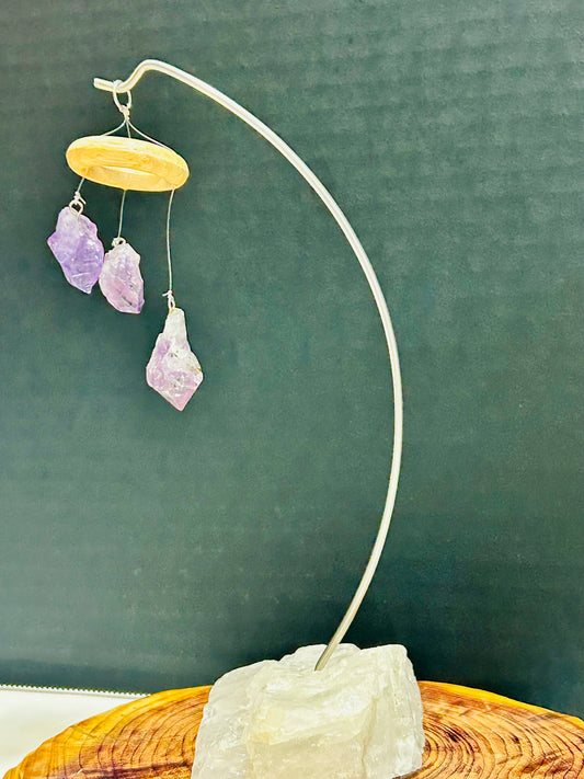 Amethyst Point On Crystal Quartz Base TableAccessory Home Decor