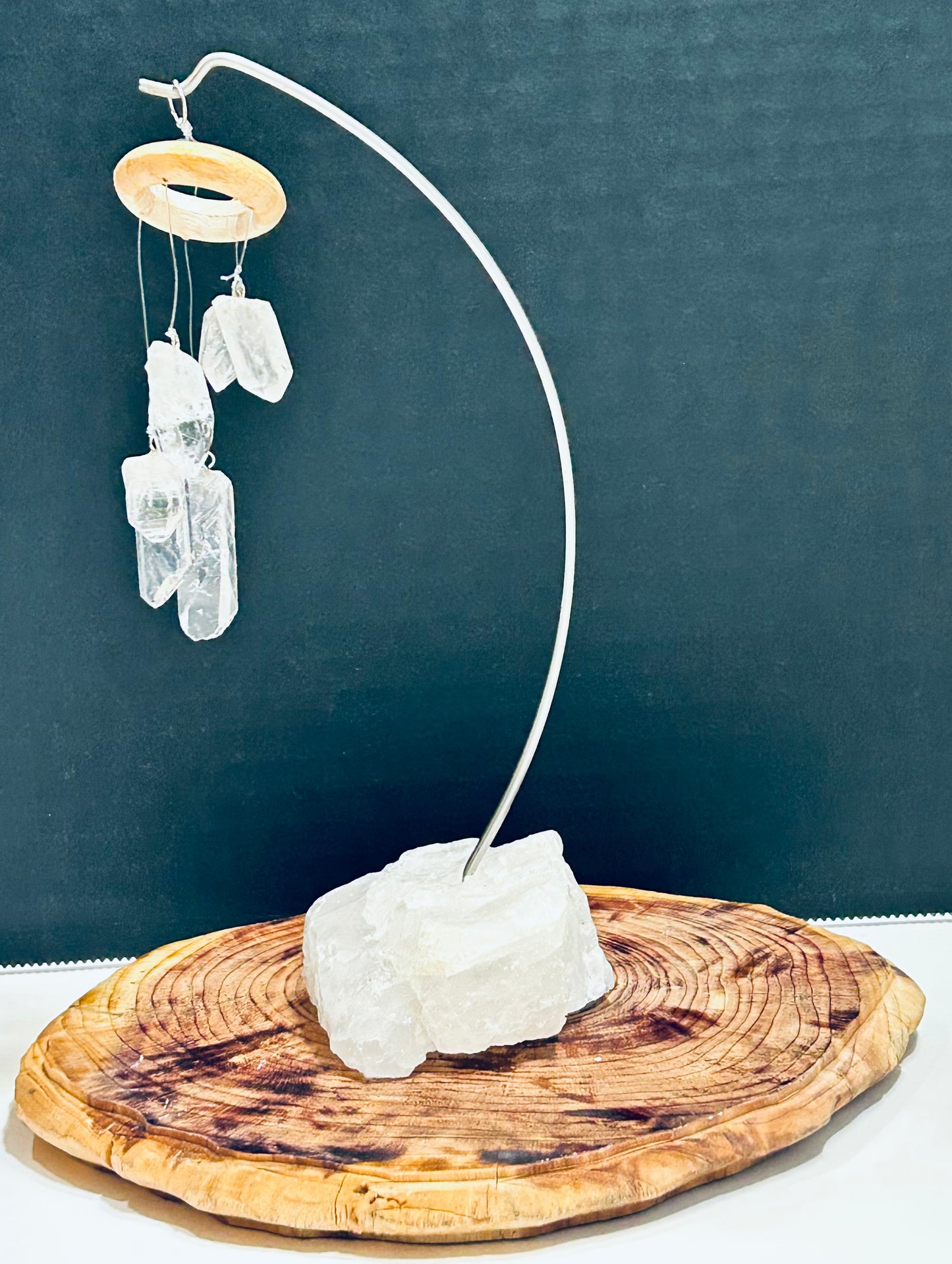 5 Crystal Quartz Points On Quartz Base Table Accessory Home Decor