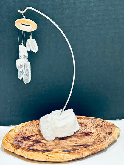 5 Crystal Quartz Points On Quartz Base Table Accessory Home Decor