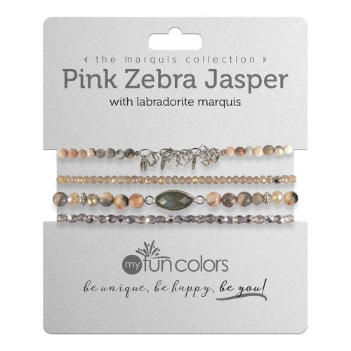 Pink Zebra Jasper Beaded Gemstone Bracelet